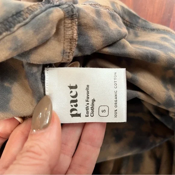 Pact Organic Cotton Husk Spiral Tie Dye Tee Shirt Small Brown Hippie Boho Artsy - Picture 8 of 8